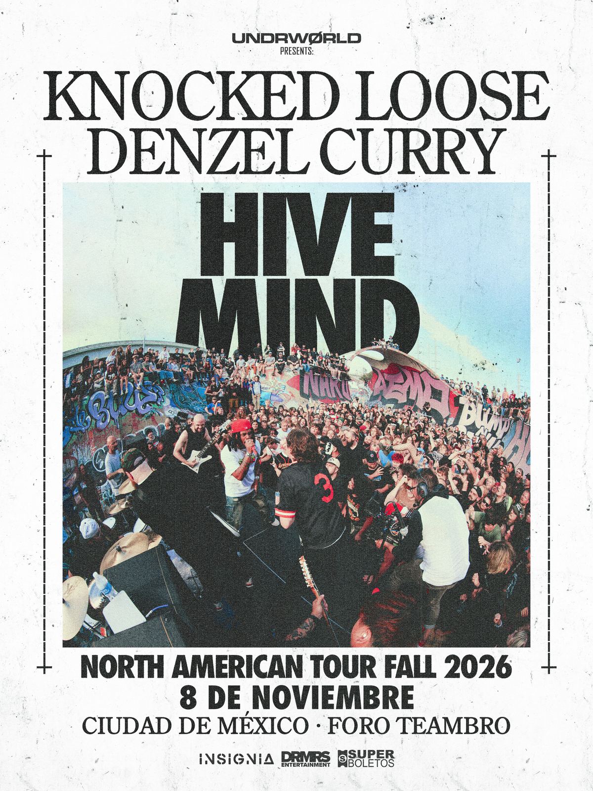 Flyer oficial Knocked Loose × Denzel Curry · 8 noviembre 2026 · Foro Teambro CDMX